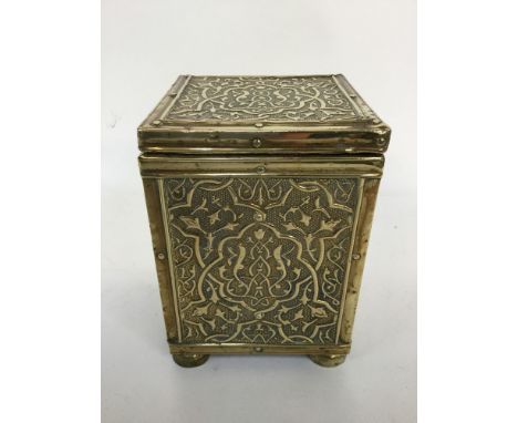An embossed zinc lined tea caddy and cover 