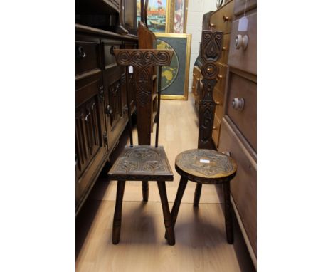 Two 20th Century carved beech and elm stick chairs (2)