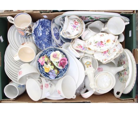Royal Doulton 'Piller Rose' part tea service, with Royal Crown Derby Posie pattern trinkets, etc 