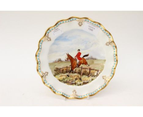 A Royal Crown Derby cabinet plate; signed by artist M. Pell. (A 1131) hand painted hunting scene.