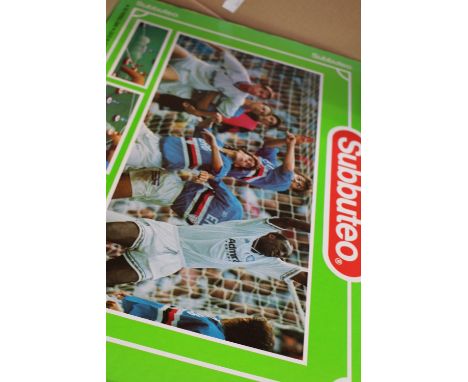 A quantity of Subbuteo, table soccer and accessories, to include buildings, teams, grandstand, all boxed 