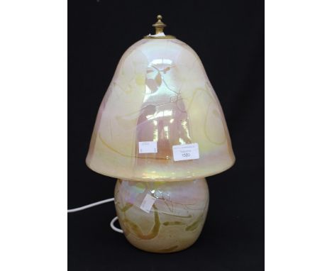 A Glasform J Ditchfield lamp base, with matching shade; together measuring approx 36 cm high (14 inches approx) signed J. Dit