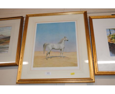 After Hannington Bird, pencil signed print of a horse with blind stamp to margin