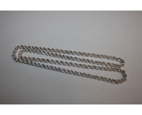 A 26" solid Sterling silver rope twist chain, 27.5gms 