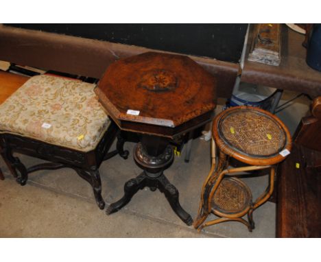 A Victorian walnut trumpet shaped work table 