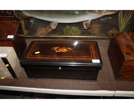 A Nicole Fr&eacute;res&nbsp;Swiss cylinder music box, playing four airs in inlaid rosewood case