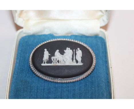 A 1959 Hallmarked Sterling silver mounted Wedgwood brooch 