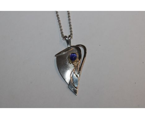 A Hallmarked sterling silver and gold Nilamani Art Nouveau style pendant necklace 