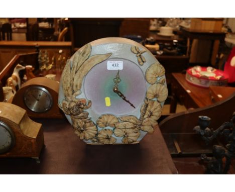A Bernard Rooke pottery clock decorated with frogs, leaves and insects 