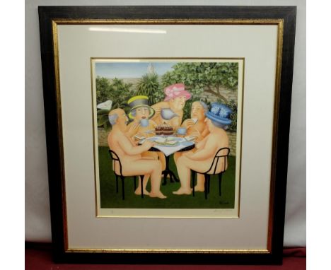 Beryl Cook (British 20th Century): 'Tea In The Garden' ltd.ed colour print by Alexander Gallery Publications Ltd, signed in p