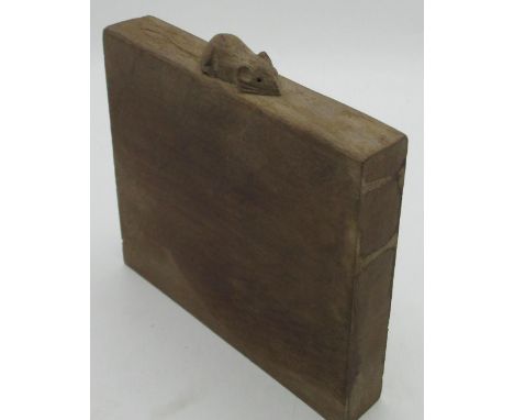 Robert Mouseman Thompson - Rectangular oak block carved with signature mouse, W18cm H18cm 