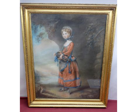 David Hall Collection - English School (early C19th); Young Girl in a pink dress with blue sash, playing a Hurdy-Gurdy, paste