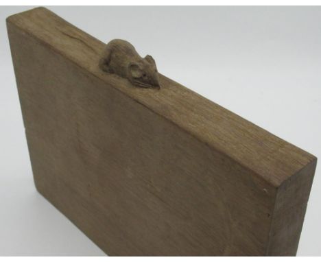 Robert Mouseman Thompson - Rectangular oak block carved with signature mouse, W23cm H17cm 