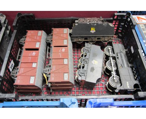 A Small Quantity of Plastic Lima 'O' Gauge, comprising 0-6-0 locomotive and tender, a spare tender and two BR box vans, all p