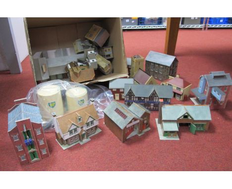 A Quantity of 'OO' Scale Model Railway Lineside Buildings, mainly kit built, playworn.