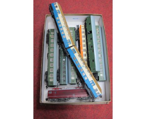 A Quantity of 'TT' Scale Plastic Continental Model Railway, including 'Electric' Pantograph Locomotive and various Coaches, a