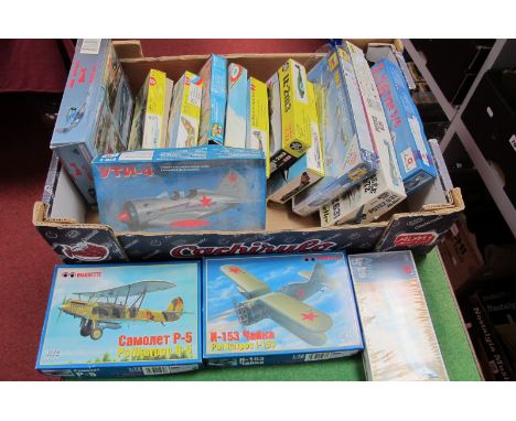 Fifteen Plastic 1/72nd Scale Aircraft Kits, by 'A Model', Heller and others, mainly of a Russian, Eastern European theme, app