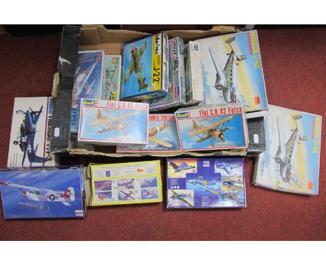 Fifteen Plastic 1/72nd Scale Aircraft Kits, by Revell, Monogram and others, all prop Military planes both America and Europea