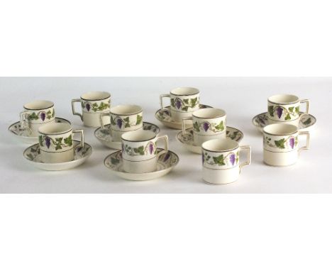A Wedgwood Etruria, James Powell & Sons, Whitefriars creamware part coffee service, comprising ten coffee cans and seven sauc