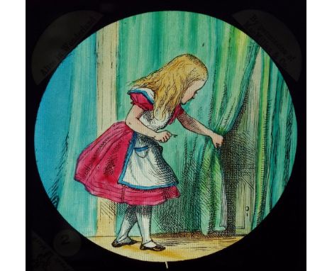 Forty 'Alice in Wonderland' magic lantern slides, numbered 1-42, lacking 21 and 23, labelled 'by permission of McMillan & Co'