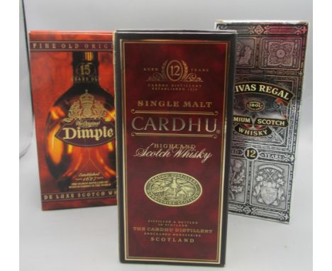 Chivas Regal, premium scotch whisky, aged 12 years, 100cl, with box; The Original Dimple, deluxe scottish whisky, 100cl, with
