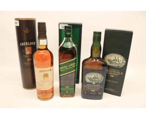 Johnnie Walker, Green Label, blended malt scotch whisky, aged 15 years, 70cl, with box; Aberlour, highland single malt scotch