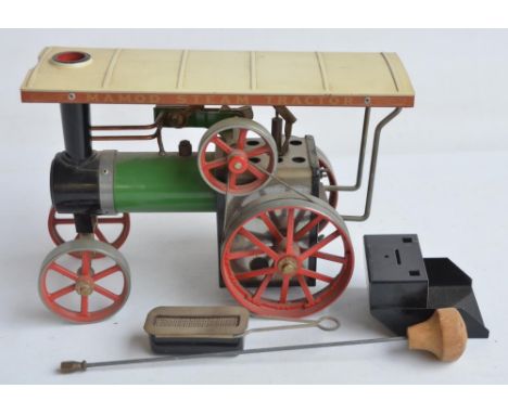 Mamod TE1A live steam tractor in good previously run condition with steering rod, no box or instructions