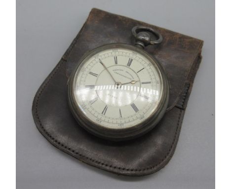Victorian silver key wound 'Centre Seconds Chronograph' pocket watch, stepped cream enamel Roman dial no. 58906, engraved coi