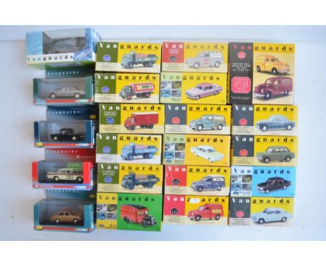 Collection of Corgi and Lledo Vanguards diecast vehicle models in 1/43 and 1/64 scales including limited editions, models in 