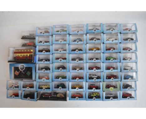 Collection of 55 boxed 1/76 scale (OO gauge) vehicle models/model sets to include 52 from Oxford Diecast including 3 car Ford