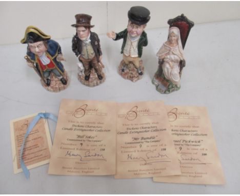 Four Dickens Characters Bronte candle snuffers, incl. 'Samuel Pickwick', limited edition of 100; 'Bill Sikes', limited editio