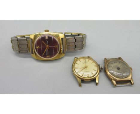 Bernex 9ct gold wristwatch, silvered engine turned Arabic dial, subsidiary seconds, Stolkace two piece case, Chester date rub