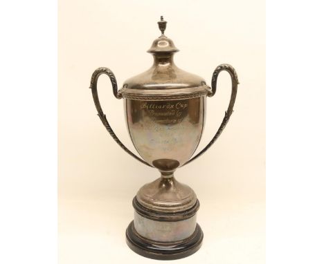 Art Deco silver snooker trophy engraved 'Billiards Cup Presented by the Directors of the Law Union and Rock insurance Company