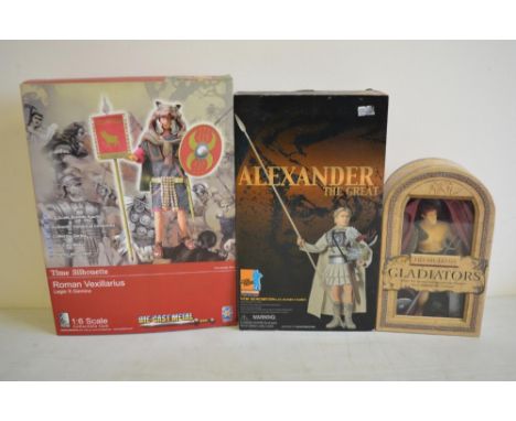 Two twelve inch (1/6 scale) historical poseable action figure models to include Dragon 74009 Alexander The Great (box fair wi