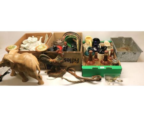 Mixed collectables to include Orient Express menus, signed picture of Dusty Springfield, wooden elephant carving, elephant wh