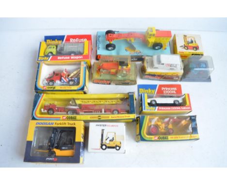 Collection of mostly vintage diecast model vehicles from Dinky and Corgi, also included 2x modern fork lift models (12)