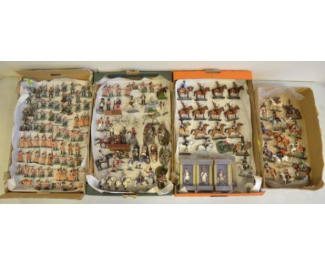 Collection of metal Napoleonic/Crimean War era soldier figures, mostly 1/32 scale including painted white metal kit figures, 