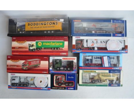 Ten boxed Corgi 1/50 scale diecast truck and cab models, mostly limited editions to include 74904 W R Wood (Haulage) Ltd ERF 
