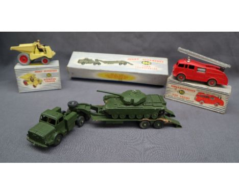 Dinky Supertoys 660 Tank Transporter with green body and trailer, in original box, together with a Dinky Supertoys 651 Centur