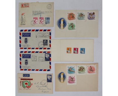 Olympic Games - Stamps, "Timbres speciaux emis a l'occasion du jubilee Olympique, 16-17 Juin 1944" together with XV Olympia H