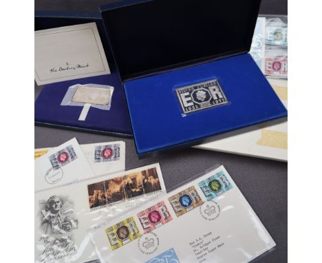 Danbury Mint - The Silver Jubilee Stamp Edition, cased with certificate together with The Queen's Visit to the United States 