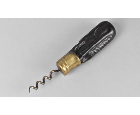A Novelty Corkscrew, The Handle in the Form of a Chinese Horse Grazing, 16cm Long 