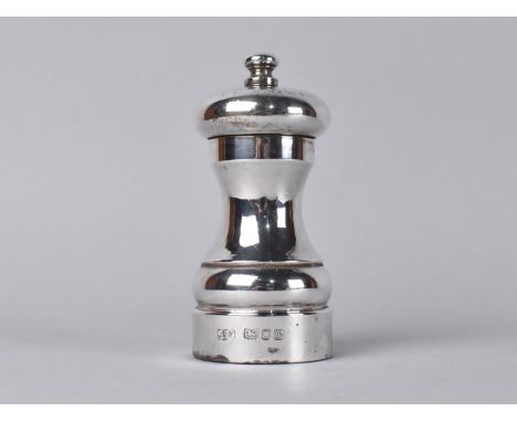 A Silver Pepper Grinder by J B Ltd, London Hallmark, 10cm high 