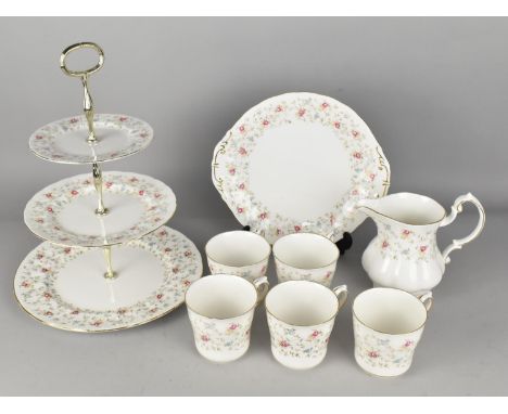 A Collection of Paragon First Choice to Comprise Three Tier Cake Stand, Cake Plate, Five Mugs and a Jug 