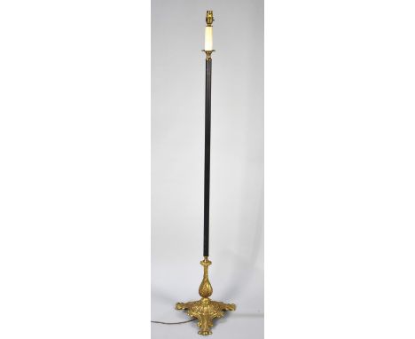 A Reeded Standard Lamp with Ornate Tripod Stand 