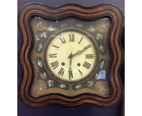 LATE NINETEENTH CENTURY FRENCH EBONISED WALL CLOCK by Merchand, unsigned two train key wind movement with anchor escapement s