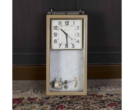 BRILLIE FRENCH ELECTRIC WALL CLOCK 
circa 1950s, electronic movement, the signed square dial with stylised Arabic numerals, b