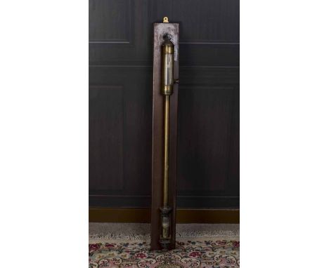 BAIRD & TATLOCK STICK BAROMETER
signed  "Baird & Tatlock, Glasow, Edinburgh, London", patent No. 4020, mounted on a mahogany 