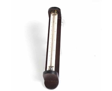 VICTORIAN IVORY THERMOMETER BY ADIE, EDINBURGH
with ivory indicator scale, housed within a glass cylinder in mahogany wall mo