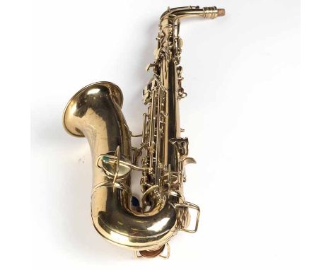 VINTAGE C. G. CONN ALTO SAXOPHONE
serial number M156953, original lacquered brass finish, signed "MADE BY C. G. CONN LTD ELKH